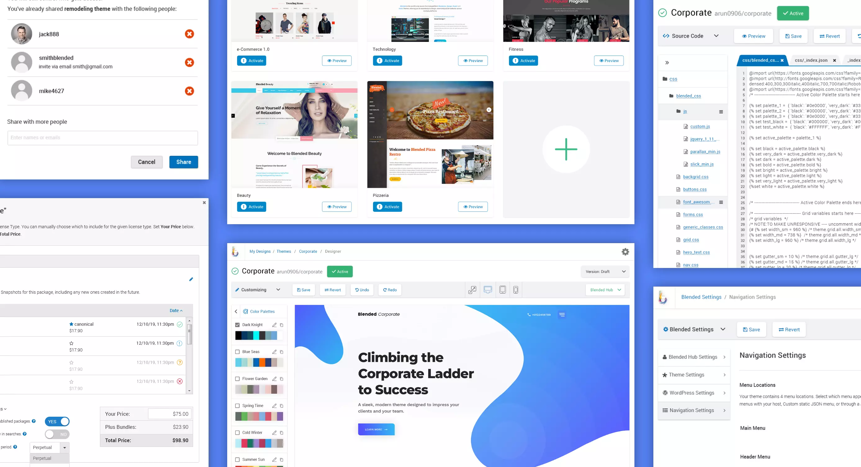 Blended, a cross-platform application for building and sharing web designs